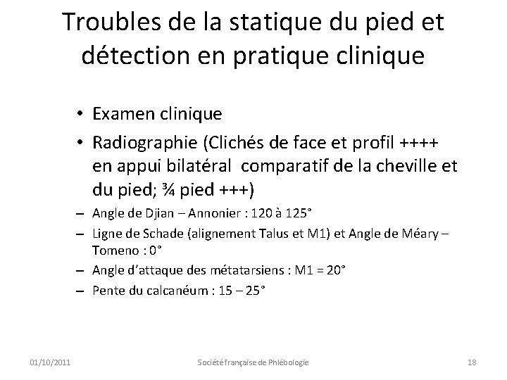 Troubles de la statique du pied et détection en pratique clinique • Examen clinique