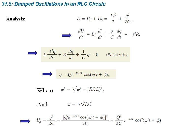 31. 5: Damped Oscillations in an RLC Circuit: Analysis: Where And 