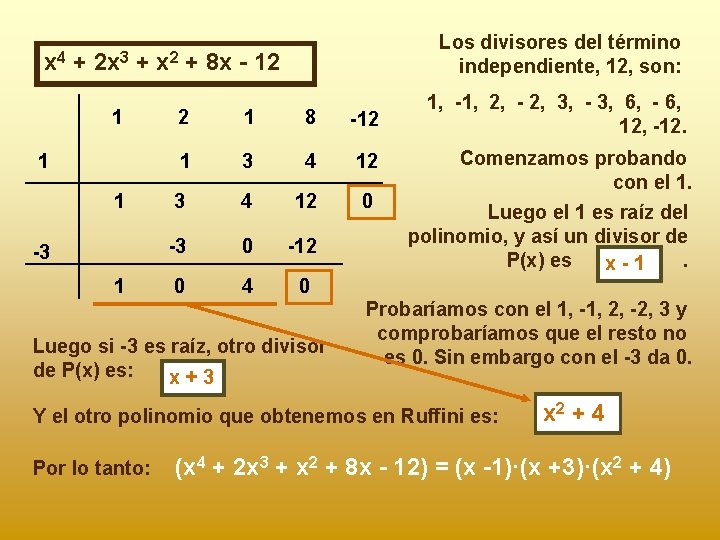 x 4 + 2 x 3 + 1 1 1 -3 1 x 2