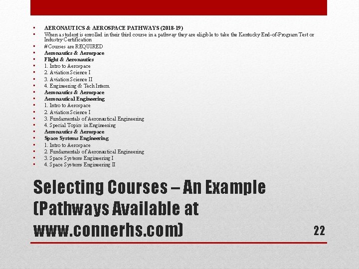  • • • • • • AERONAUTICS & AEROSPACE PATHWAYS (2018 -19) When