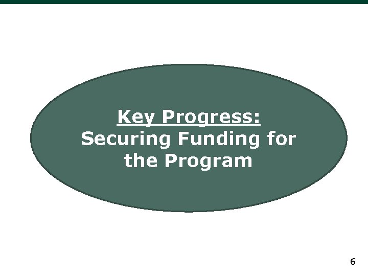 Key Progress: Securing Funding for the Program 6 Key Progress: Securing Funding for the Program 6