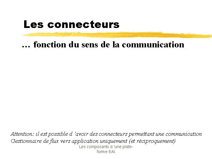 Les connecteurs … fonction du sens de la communication Attention: il est possible d