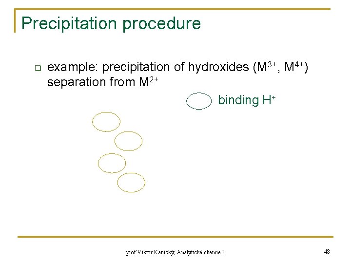 Precipitation procedure q example: precipitation of hydroxides (M 3+, M 4+) separation from M