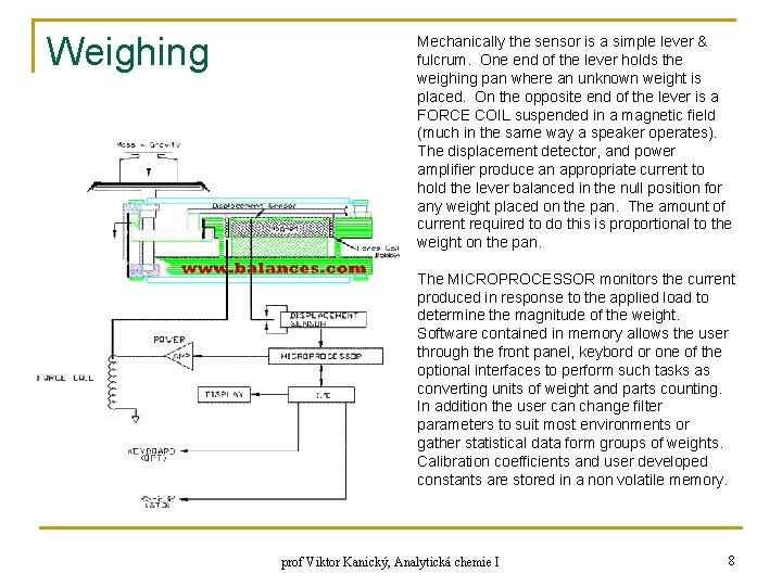 Weighing Mechanically the sensor is a simple lever & fulcrum. One end of the