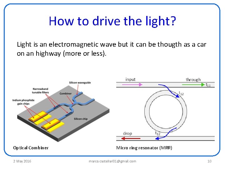 How to drive the light? Light is an electromagnetic wave but it can be How to drive the light? Light is an electromagnetic wave but it can be