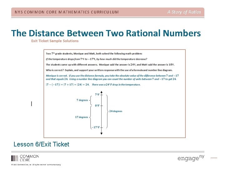 NYS COMMON CORE MATHEMATICS CURRICULUM A Story of Ratios The Distance Between Two Rational