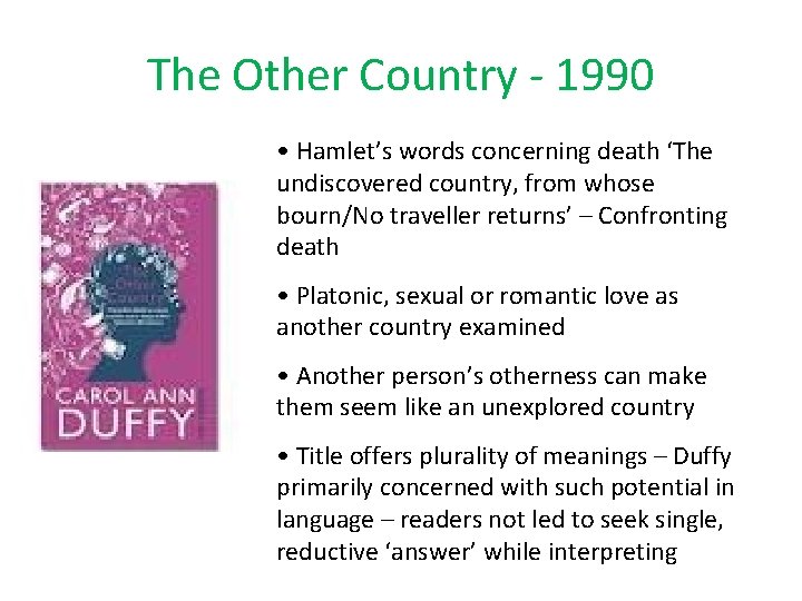 The Other Country - 1990 • Hamlet’s words concerning death ‘The undiscovered country, from