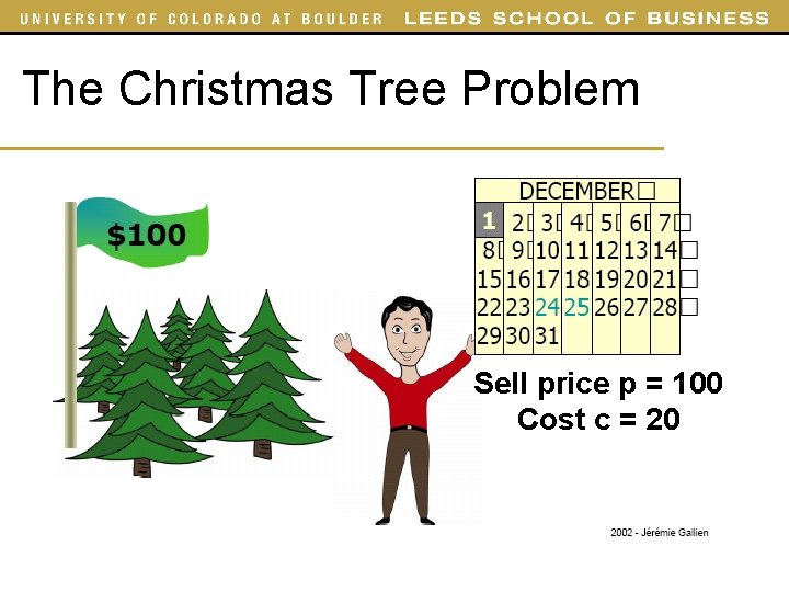 The Christmas Tree Problem Sell price p = 100 Cost c = 20 