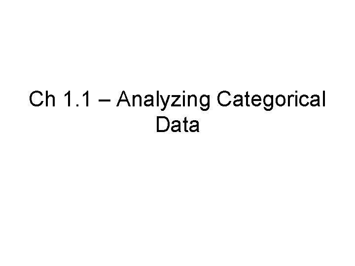 Ch 1. 1 – Analyzing Categorical Data 