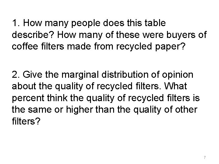 1. How many people does this table describe? How many of these were buyers
