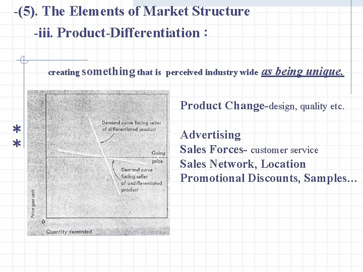 -(5). The Elements of Market Structure -iii. Product-Differentiation： creating something that is perceived industry