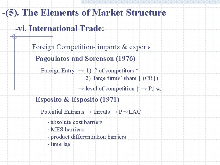 -(5). The Elements of Market Structure -vi. International Trade: Foreign Competition- imports & exports