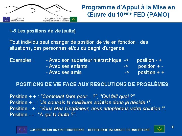 Programme d’Appui à la Mise en Œuvre du 10ème FED (PAMO) 1 -5 Les