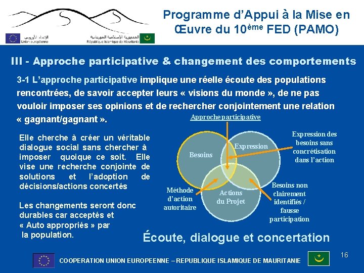 Programme d’Appui à la Mise en Œuvre du 10ème FED (PAMO) III - Approche