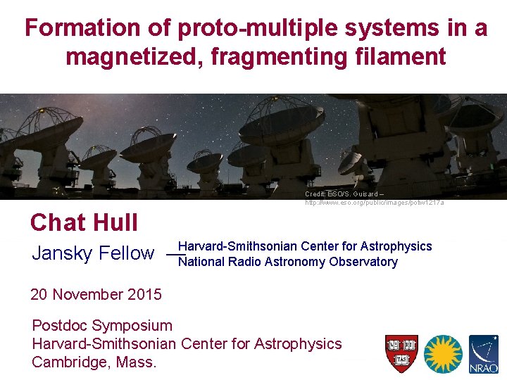 Formation of proto-multiple systems in a magnetized, fragmenting filament Credit: ESO/S. Guisard – http: