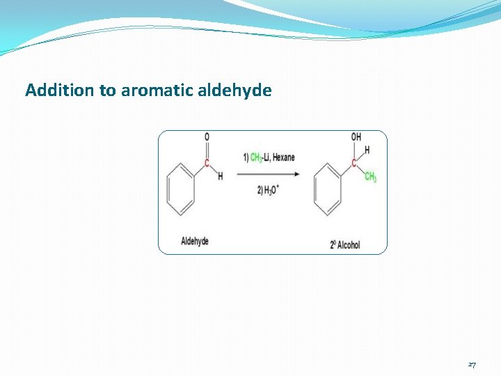 Addition to aromatic aldehyde 27 
