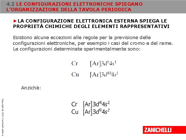 4. 2 LE CONFIGURAZIONI ELETTRONICHE SPIEGANO L’ORGANIZZAZIONE DELLA TAVOLA PERIODICA ►LA CONFIGURAZIONE ELETTRONICA ESTERNA 4. 2 LE CONFIGURAZIONI ELETTRONICHE SPIEGANO L’ORGANIZZAZIONE DELLA TAVOLA PERIODICA ►LA CONFIGURAZIONE ELETTRONICA ESTERNA
