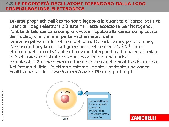 4. 3 LE PROPRIETÀ DEGLI ATOMI DIPENDONO DALLA LORO CONFIGURAZIONE ELETTRONICA Diverse proprietà dell’atomo 4. 3 LE PROPRIETÀ DEGLI ATOMI DIPENDONO DALLA LORO CONFIGURAZIONE ELETTRONICA Diverse proprietà dell’atomo