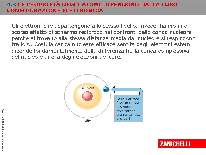 4. 3 LE PROPRIETÀ DEGLI ATOMI DIPENDONO DALLA LORO CONFIGURAZIONE ELETTRONICA Gli elettroni che 4. 3 LE PROPRIETÀ DEGLI ATOMI DIPENDONO DALLA LORO CONFIGURAZIONE ELETTRONICA Gli elettroni che