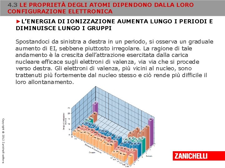 4. 3 LE PROPRIETÀ DEGLI ATOMI DIPENDONO DALLA LORO CONFIGURAZIONE ELETTRONICA ►L’ENERGIA DI IONIZZAZIONE 4. 3 LE PROPRIETÀ DEGLI ATOMI DIPENDONO DALLA LORO CONFIGURAZIONE ELETTRONICA ►L’ENERGIA DI IONIZZAZIONE