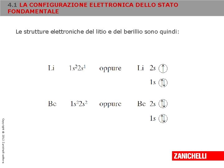 4. 1 LA CONFIGURAZIONE ELETTRONICA DELLO STATO FONDAMENTALE Le strutture elettroniche del litio e 4. 1 LA CONFIGURAZIONE ELETTRONICA DELLO STATO FONDAMENTALE Le strutture elettroniche del litio e