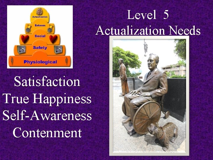 Level 5 Actualization Needs Satisfaction True Happiness Self-Awareness Contenment 