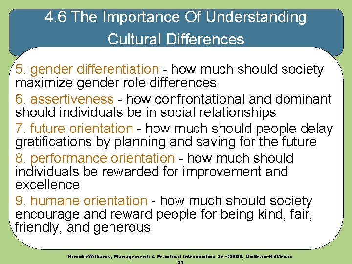 4. 6 The Importance Of Understanding Cultural Differences 5. gender differentiation - how much