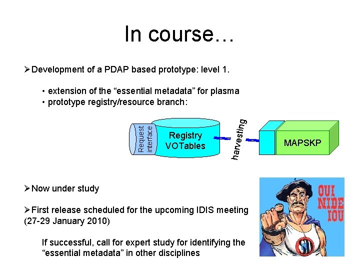 In course… ØDevelopment of a PDAP based prototype: level 1. ing Registry VOTables harves