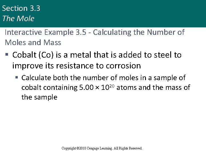 Section 3. 3 The Mole Interactive Example 3. 5 - Calculating the Number of