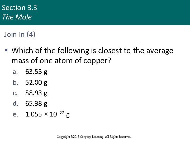 Section 3. 3 The Mole Join In (4) § Which of the following is