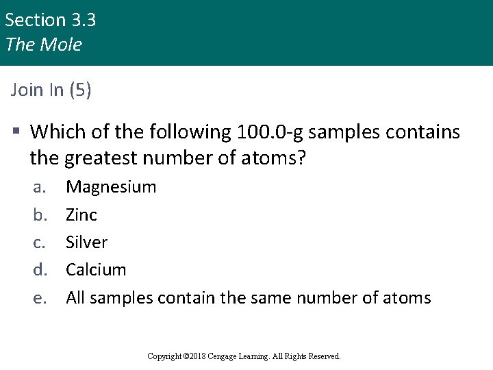 Section 3. 3 The Mole Join In (5) § Which of the following 100.