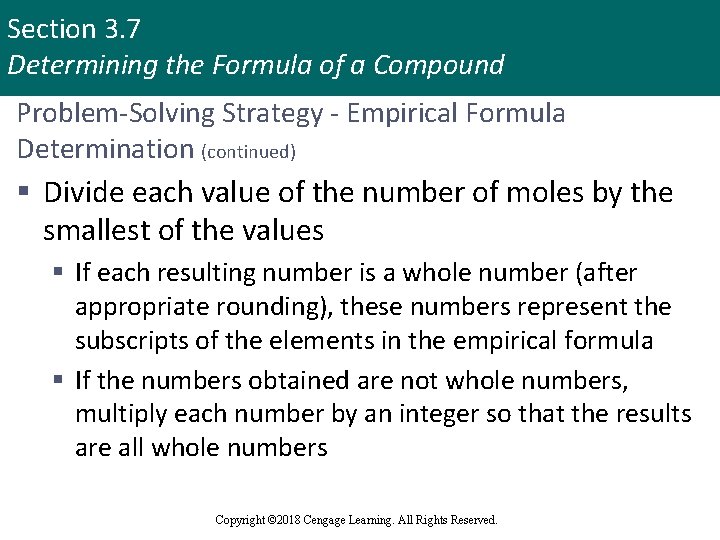 Section 3. 7 Determining the Formula of a Compound Problem-Solving Strategy - Empirical Formula