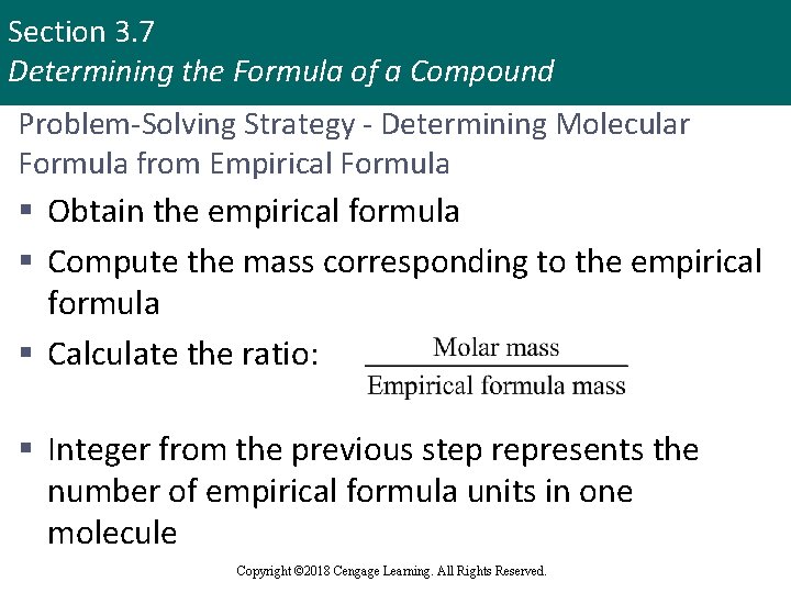 Section 3. 7 Determining the Formula of a Compound Problem-Solving Strategy - Determining Molecular