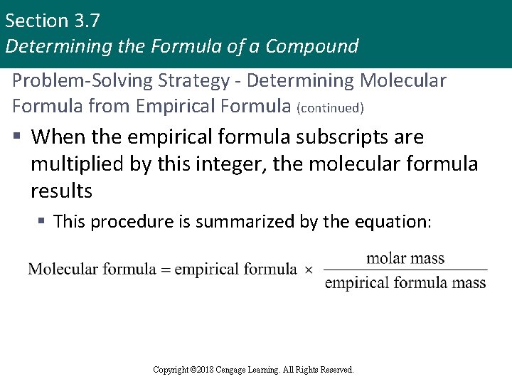 Section 3. 7 Determining the Formula of a Compound Problem-Solving Strategy - Determining Molecular