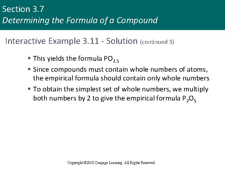 Section 3. 7 Determining the Formula of a Compound Interactive Example 3. 11 -