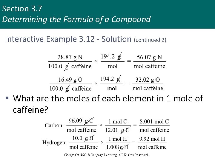 Section 3. 7 Determining the Formula of a Compound Interactive Example 3. 12 -