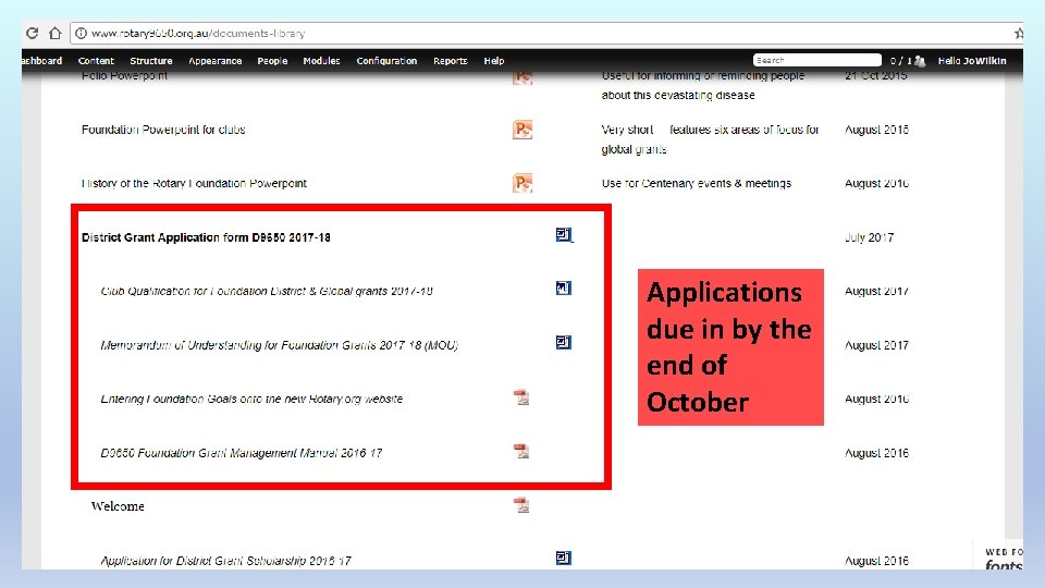 Applications due in by the end of October 