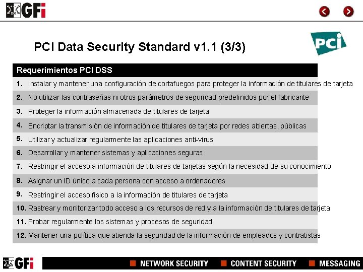 PCI Data Security Standard v 1. 1 (3/3) Requerimientos PCI DSS 1. Instalar y