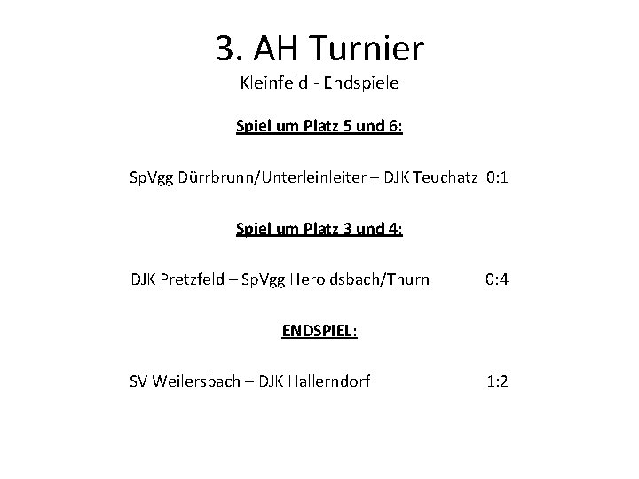 3. AH Turnier Kleinfeld - Endspiele Spiel um Platz 5 und 6: Sp. Vgg