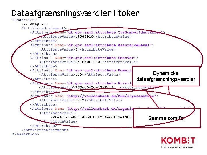 Dataafgrænsningsværdier i token Dynamiske dataafgrænsningsværdier Samme som før 