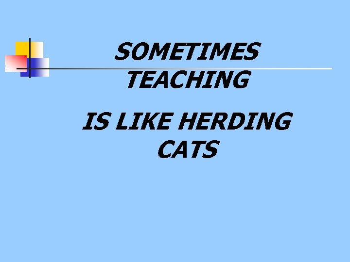 SOMETIMES TEACHING IS LIKE HERDING CATS 