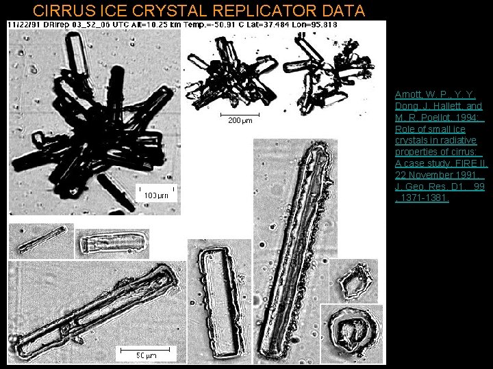 CIRRUS ICE CRYSTAL REPLICATOR DATA Arnott, W. P. , Y. Y. Dong, J. Hallett,