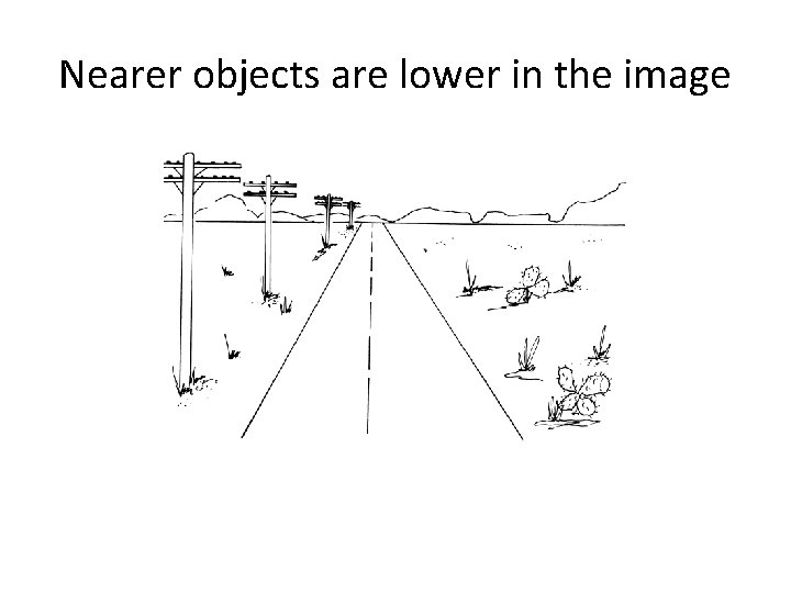 Nearer objects are lower in the image Nearer objects are lower in the image