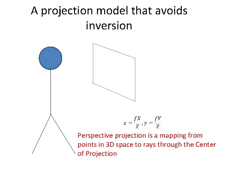 A projection model that avoids inversion Perspective projection is a mapping from points in A projection model that avoids inversion Perspective projection is a mapping from points in