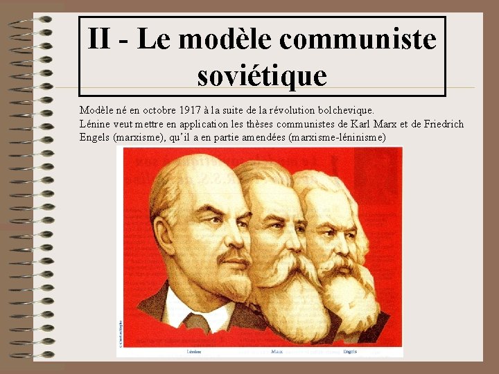 II - Le modèle communiste soviétique Modèle né en octobre 1917 à la suite