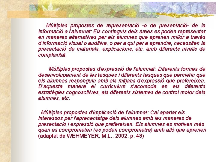  Múltiples propostes de representació -o de presentació- de la informació a l'alumnat: Els