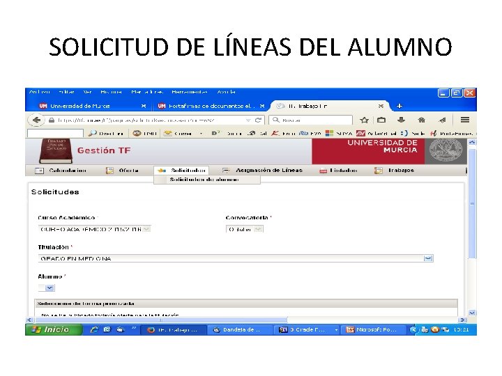 SOLICITUD DE LÍNEAS DEL ALUMNO 