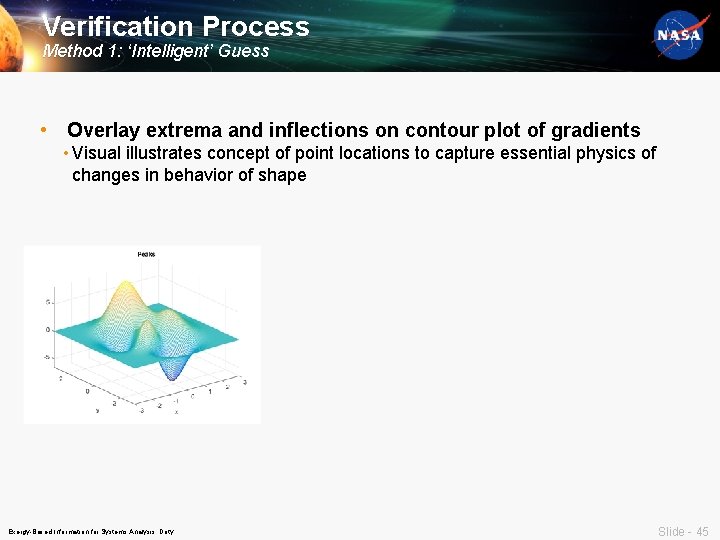 Verification Process Method 1: ‘Intelligent’ Guess • Overlay extrema and inflections on contour plot