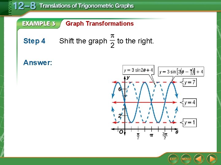 Graph Transformations Step 4 Answer: Shift the graph to the right. 