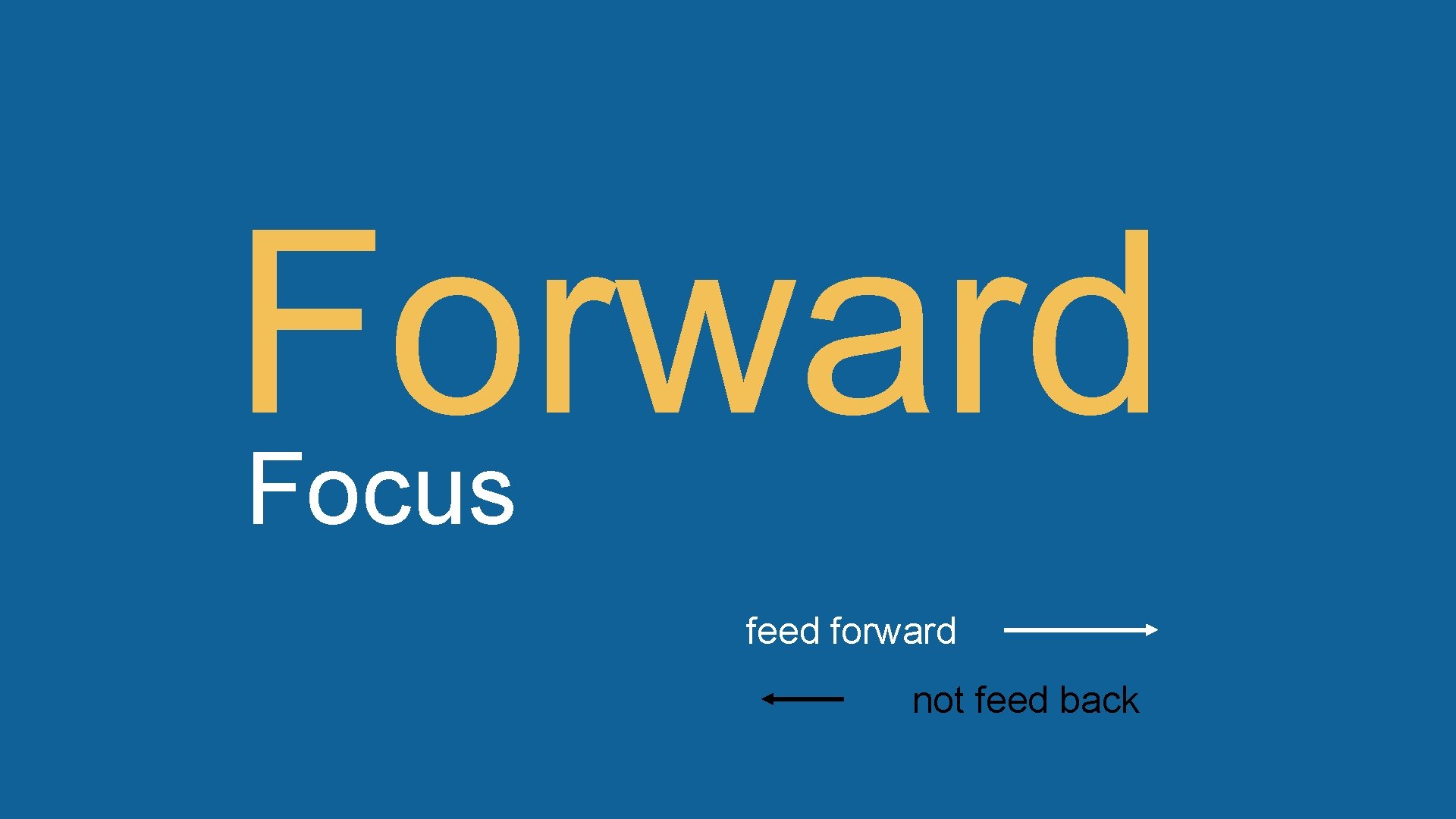 Forward Focus feed forward not feed back 